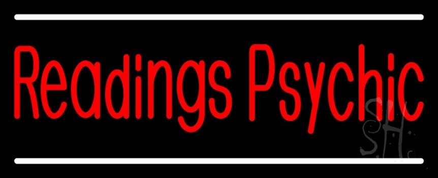 Red Psychic Readings White Line LED Neon Sign