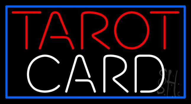 Red Tarot White Card And Blue Border LED Neon Sign