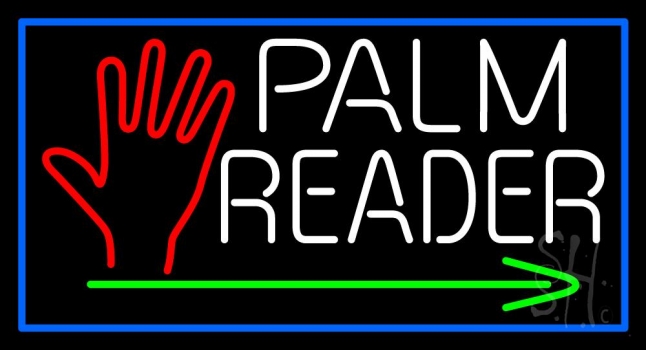 White Palm Reader With Green Arrow LED Neon Sign