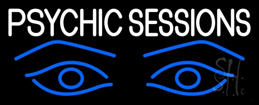 White Psychic Sessions With Blue Eye LED Neon Sign
