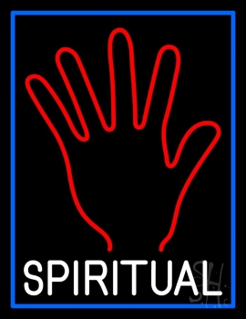 White Spiritual With Blue Border LED Neon Sign