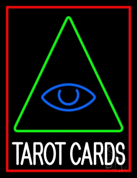 White Tarot Cards Logo And Red Border LED Neon Sign