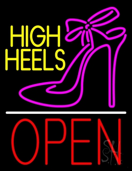 Yellow High Heels Open With Line LED Neon Sign