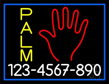 Yellow Palm White Number LED Neon Sign