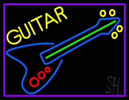 Blue Guitar 4 LED Neon Sign