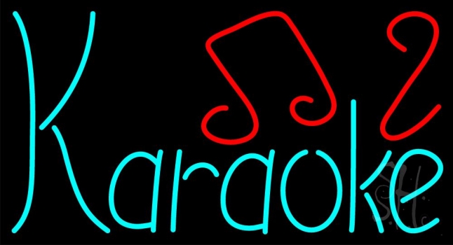 Blue Karaoke Red Musical Note LED Neon Sign