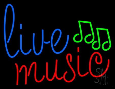 Blue Live Music Cursive LED Neon Sign