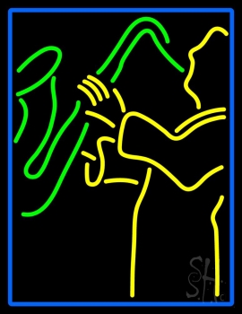 Blue Man Yellow Saxophone LED Neon Sign