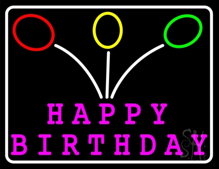 Pink Happy Birthday LED Neon Sign