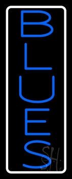 White Border Blue Blues LED Neon Sign