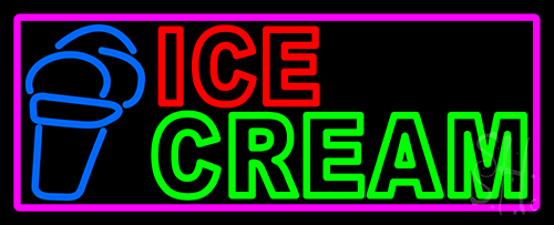 Double Stroke Blue Ice Cream Cone LED Neon Sign