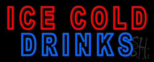 Double Stroke Ice Cold Drinks LED Neon Sign