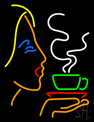 Girl Logo With Hot Coffee LED Neon Sign