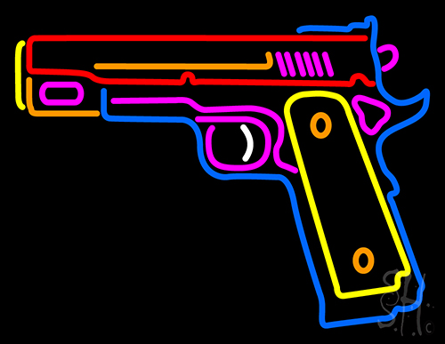 Hand Gun LED Neon Sign