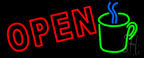 Open Coffee Mug LED Neon Sign