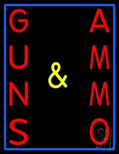 Vertical Guns And Ammo LED Neon Sign