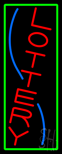 Vertical Red Lottery Blue Border LED Neon Sign