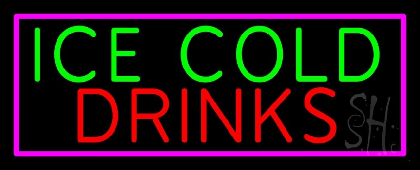 Green Red Ice Cold Drinks LED Neon Sign