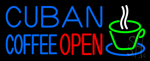 Cuban Coffee Red Open Logo LED Neon Sign