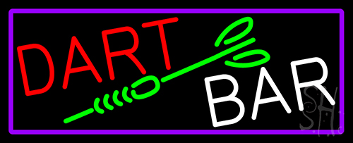 Dart Bar With Purple Border LED Neon Sign