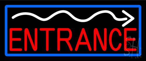 Entrance Arrow Bar With Blue Border LED Neon Sign