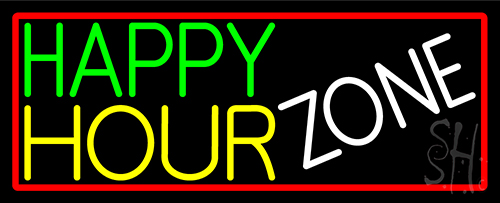 Happy Hour Zone With Red Border LED Neon Sign