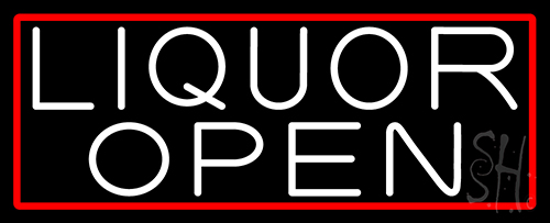 Liquor Open With Red Border LED Neon Sign