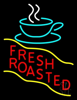 Red Fresh Roasted Coffee Cup LED Neon Sign