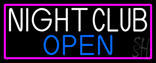 Night Club Open With Pink Border LED Neon Sign
