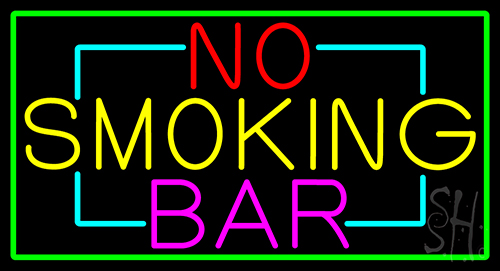 No Smoking Bar With Green Border LED Neon Sign