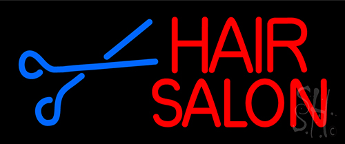 Red Hair Salon With Scissor LED Neon Sign