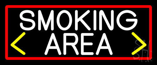 Smoking Area And Arrow With Red Border LED Neon Sign