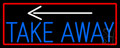 Take Out And Arrow With Red Border LED Neon Sign