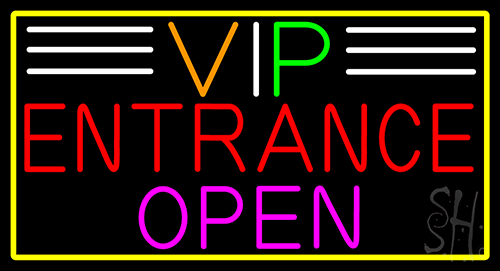 Vip Entrance Open Yellow Border LED Neon Sign