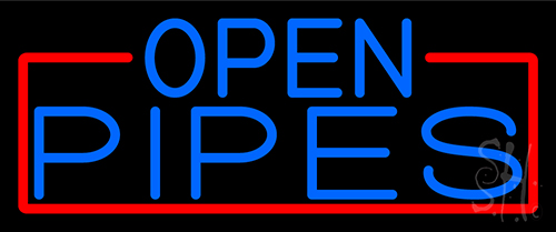 Blue Open Pipes With Red Border LED Neon Sign