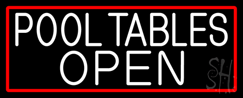 Pool Tables Open With Red Border LED Neon Sign