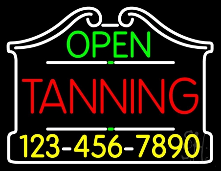 Open Tanning With Phone Number LED Neon Sign
