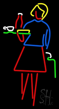 Girl Holding Tray Restaurant LED Neon Sign