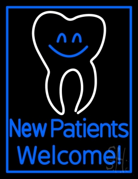 New Patients With Tooth Logo LED Neon Sign