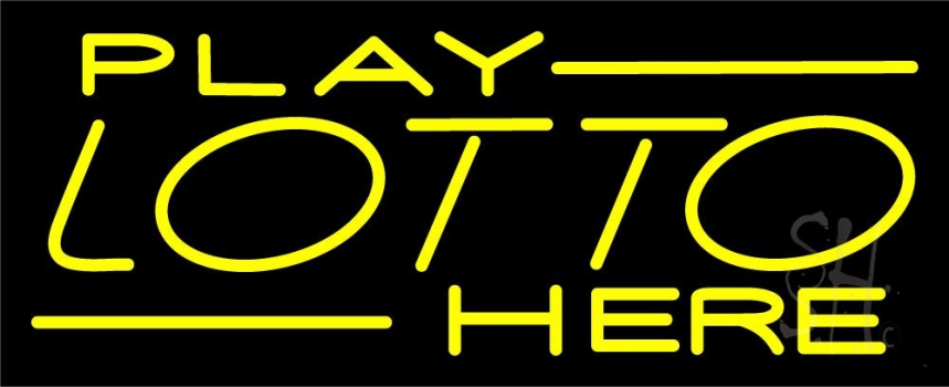 Yellow Play Lotto Here LED Neon Sign