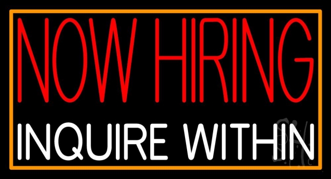 Now Hiring Inquire Within LED Neon Sign
