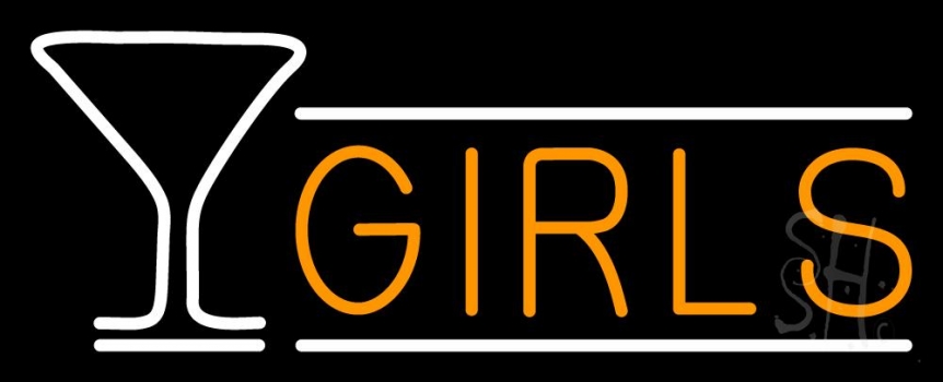 Martini Glass Girls 1 LED Neon Sign