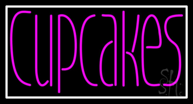 Pink Cupcakes With White Border LED Neon Sign