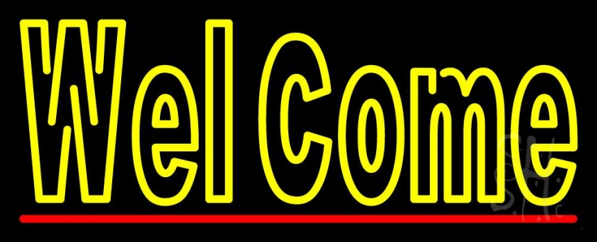 Double Stroke Welcome With Red Underline LED Neon Sign