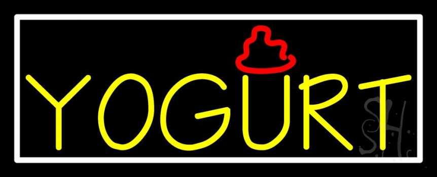Yellow Yogurt With White Border LED Neon Sign