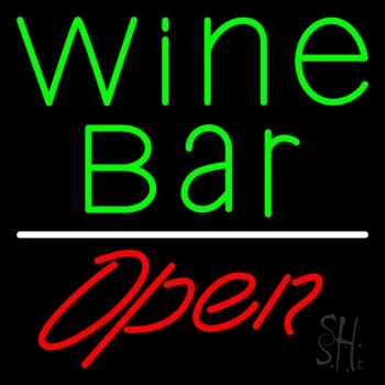 Green Wine Bar Open LED Neon Sign