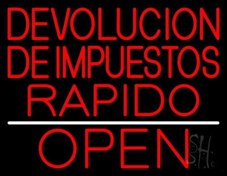 Devolucion De Impuestos Rapido Open LED Neon Sign