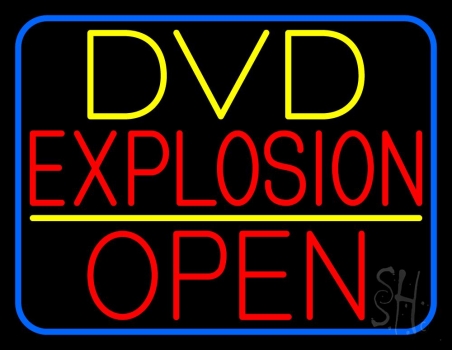 Red Dvd Explosion Open Blue Border LED Neon Sign