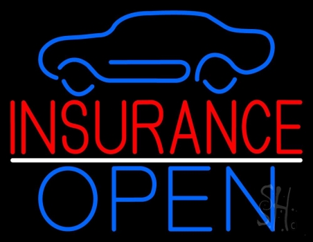 Car Logo Red Insurance Open LED Neon Sign