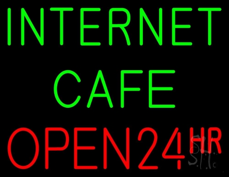 Internet Cafe Open 24 Hr LED Neon Sign